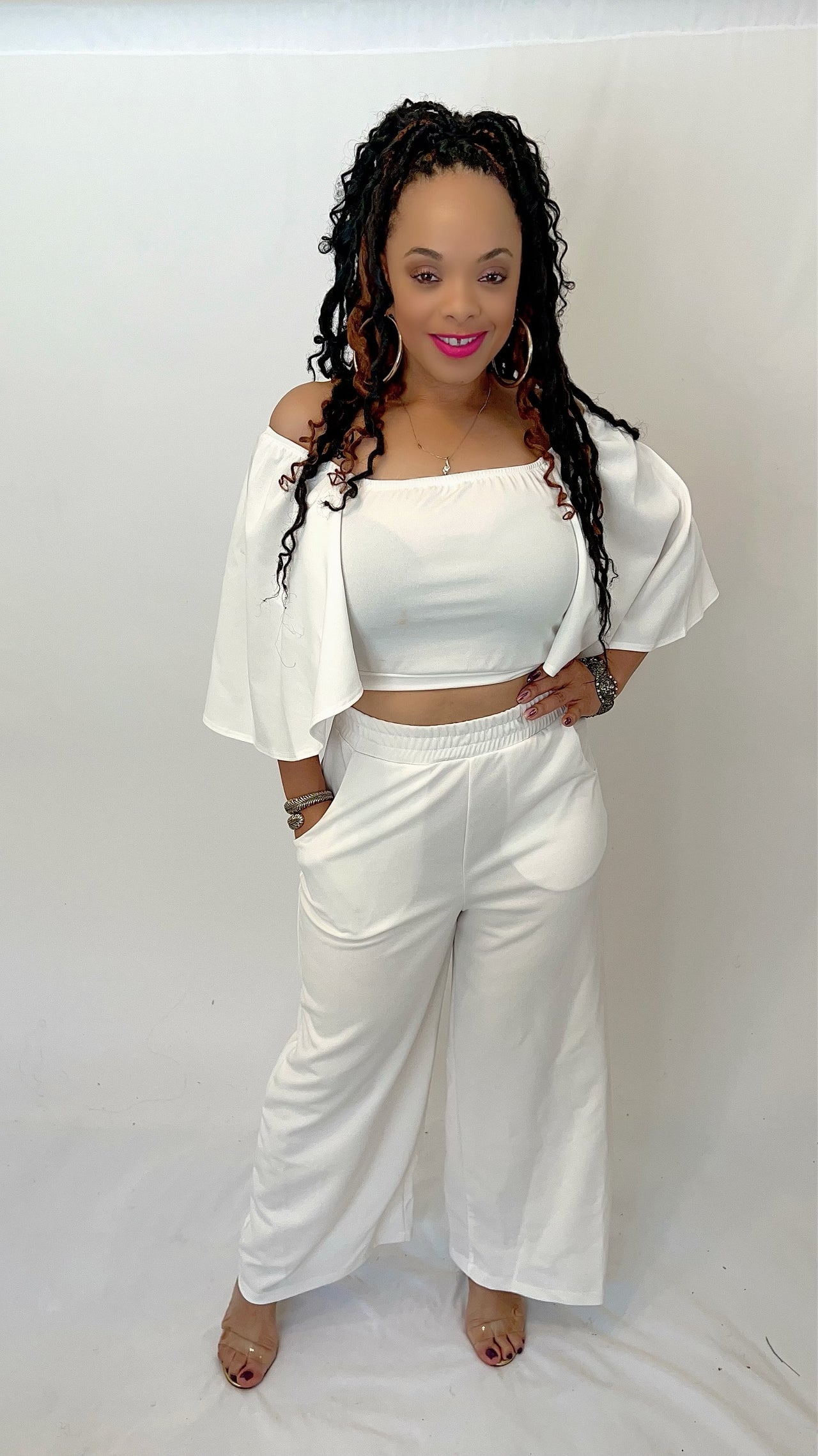 2- Piece Pants Set with  Ruffle Sleeve