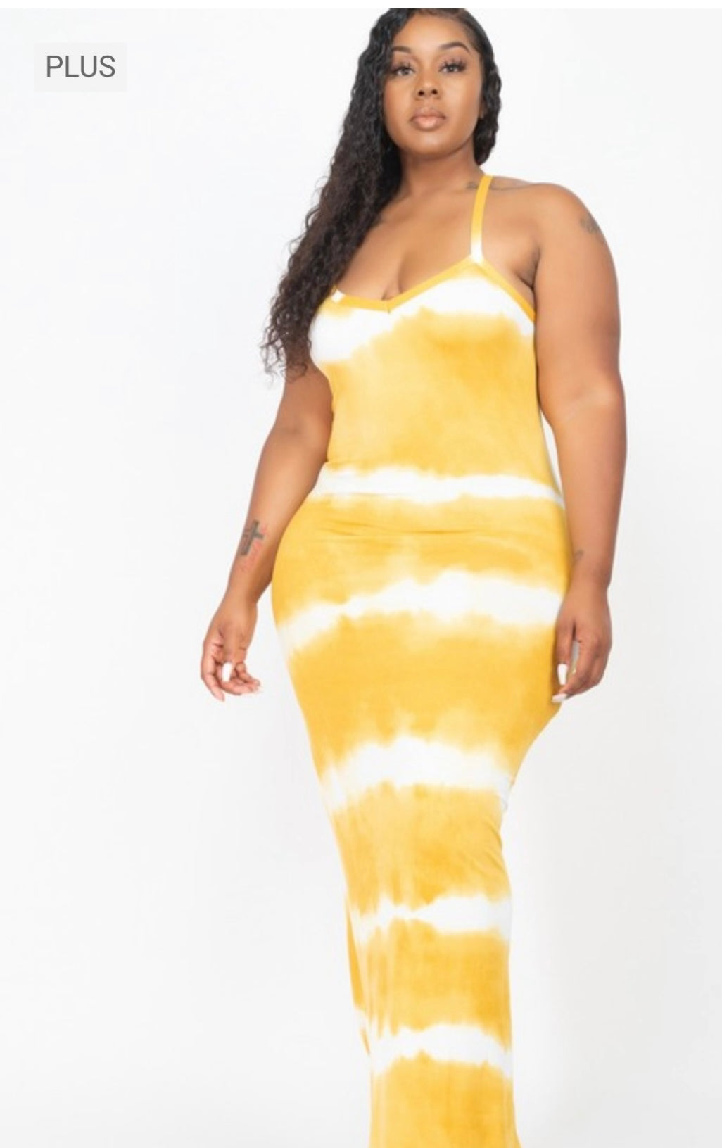 Plus Size Stripe Tie Dye Maxi Curvy Dress