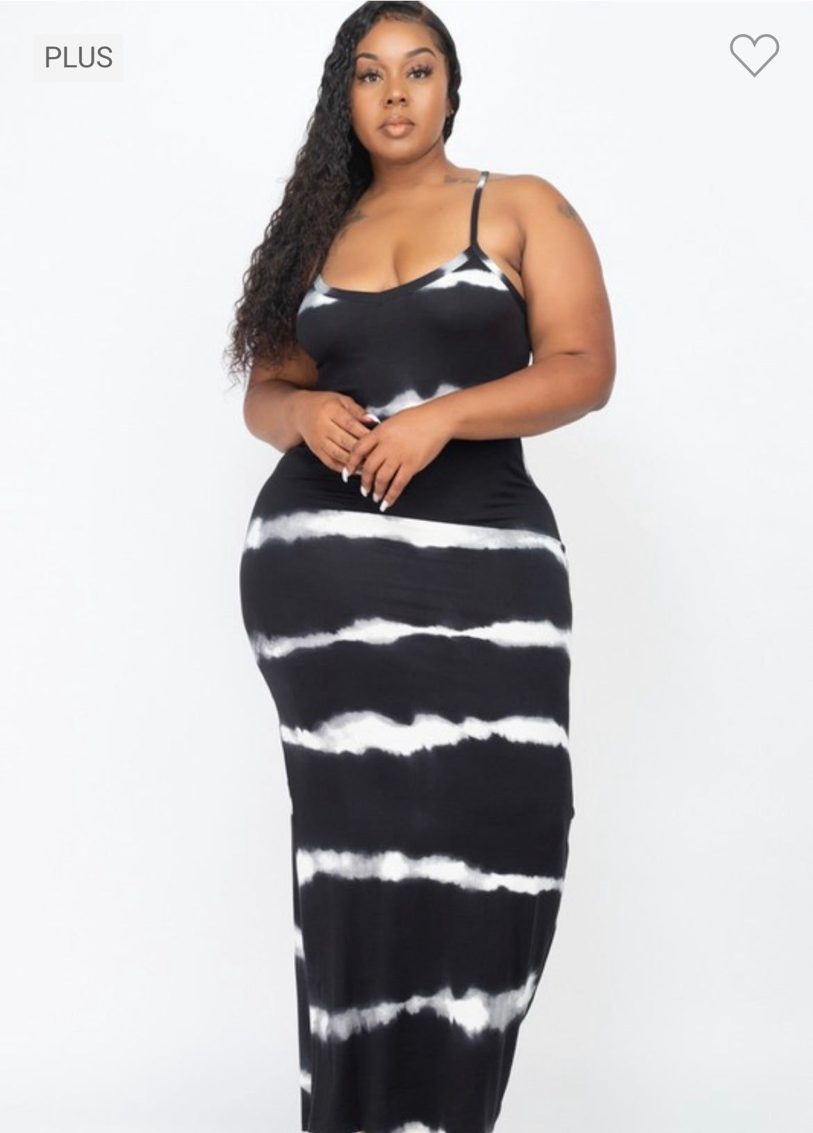 Plus Size Stripe Tie Dye Maxi Curvy Dress