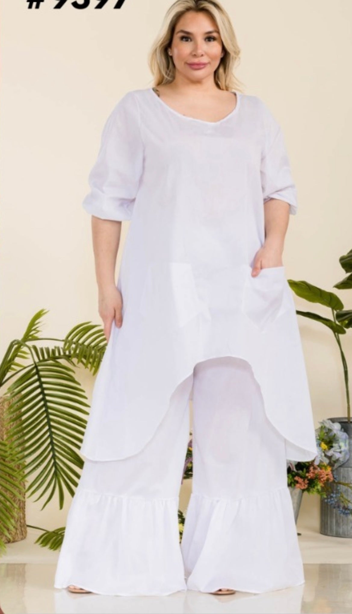 2PC White Pants Set