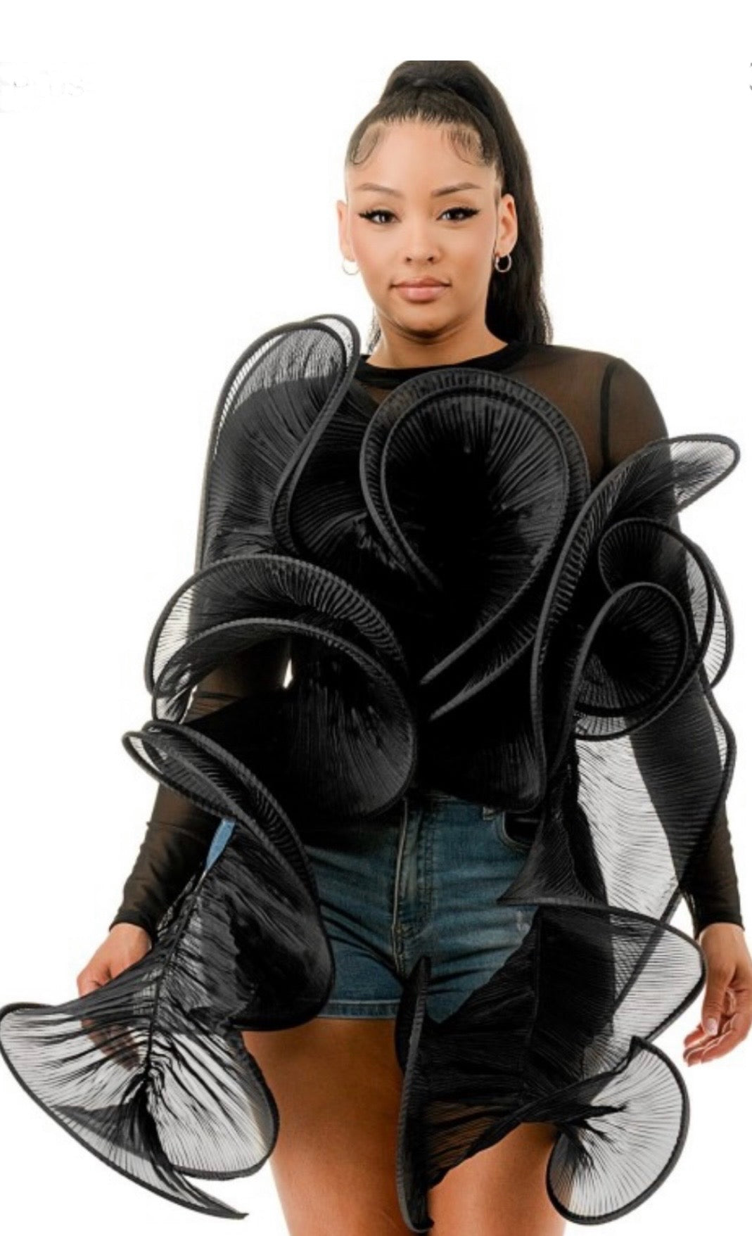 Black Unique Spiral Blouse