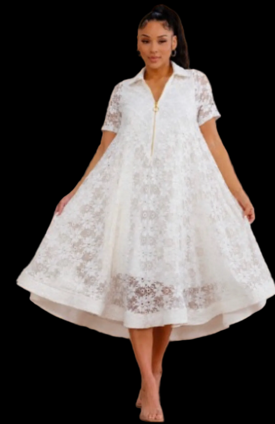GORGEOUS LACE DRESS WITH ZIPPER AND POCKETS