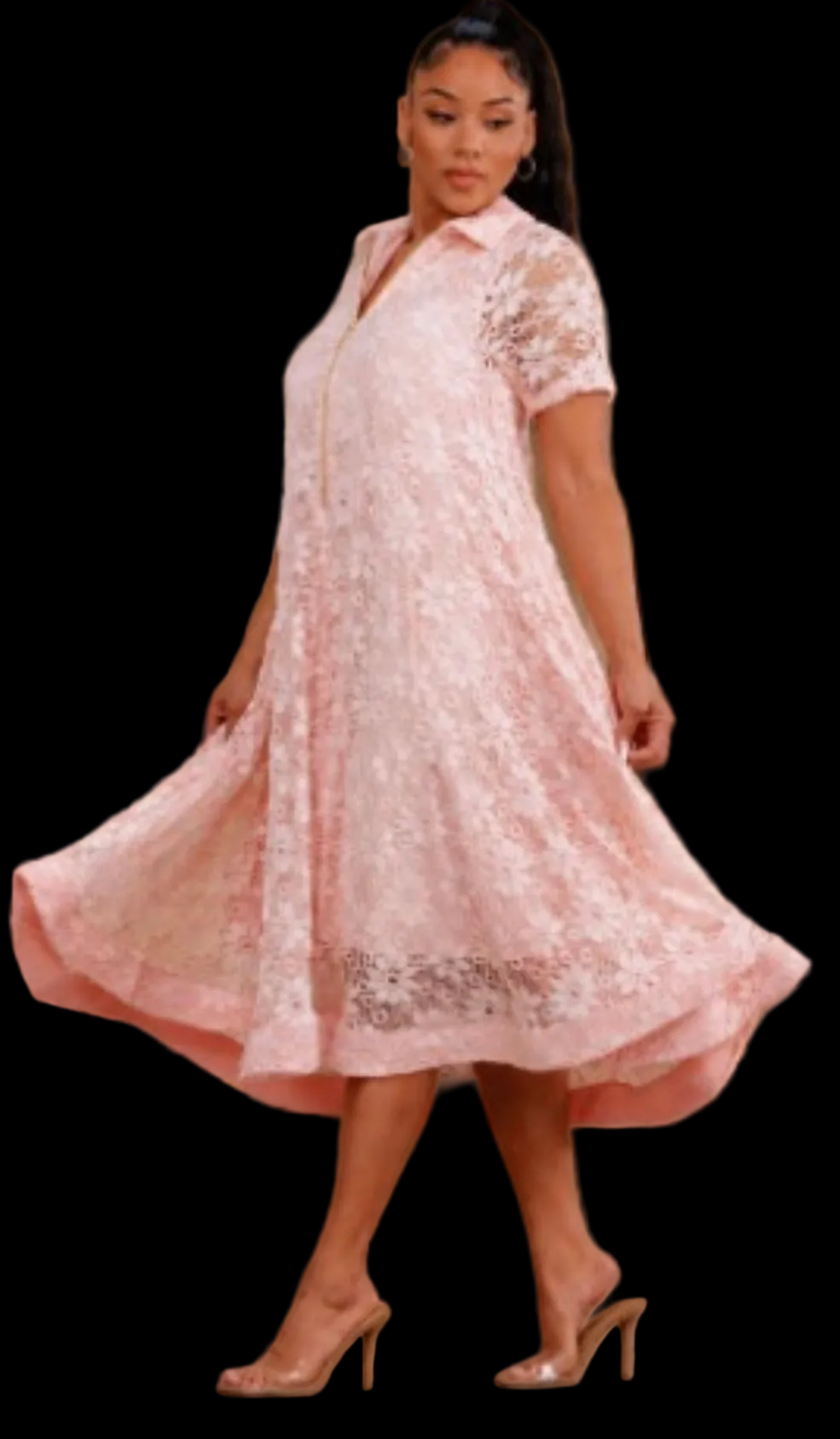 GORGEOUS LACE DRESS WITH ZIPPER AND POCKETS