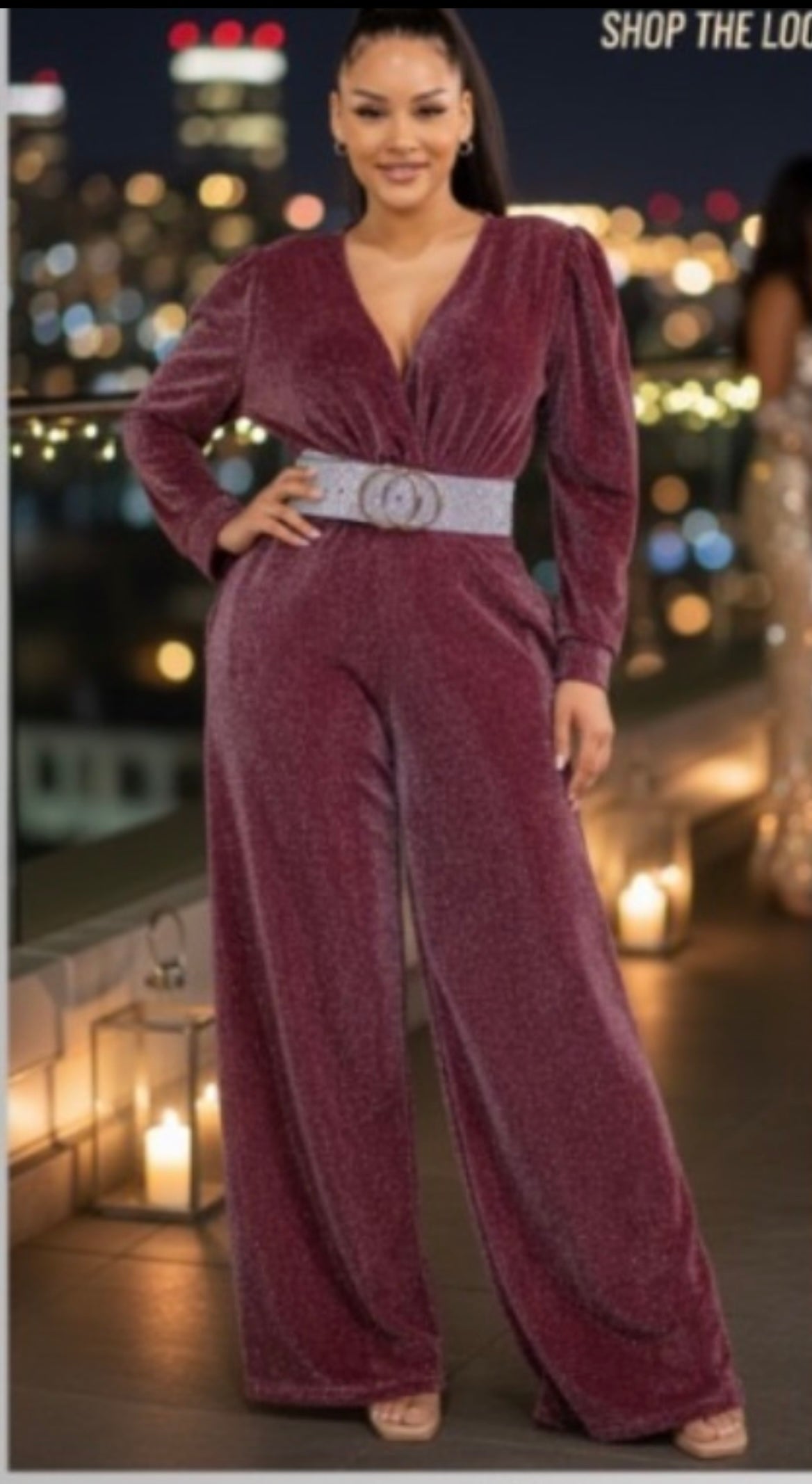 BURGUNDY SHIMMER JUMPSUIT