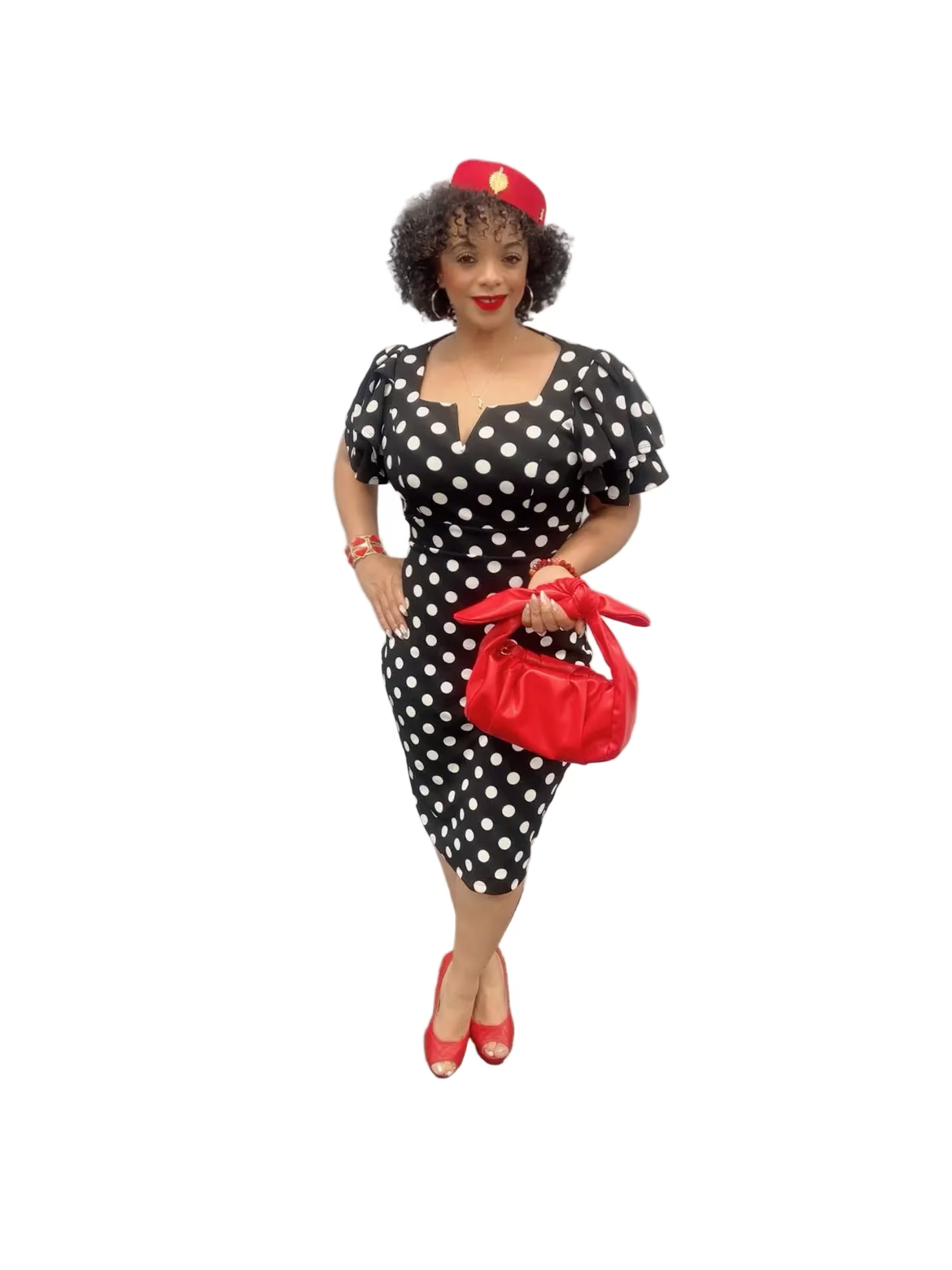 ELEGANT POLKADOT RUFFLE MIDI DRESS