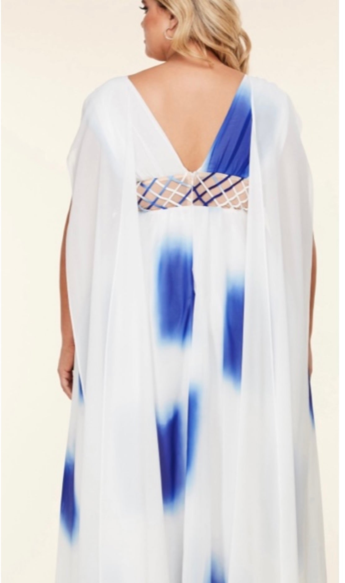 PLUS SIZE BLUE AND WHITE FORMAL DRESS