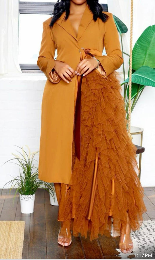 ELEGANT RUST JACKET DRESS