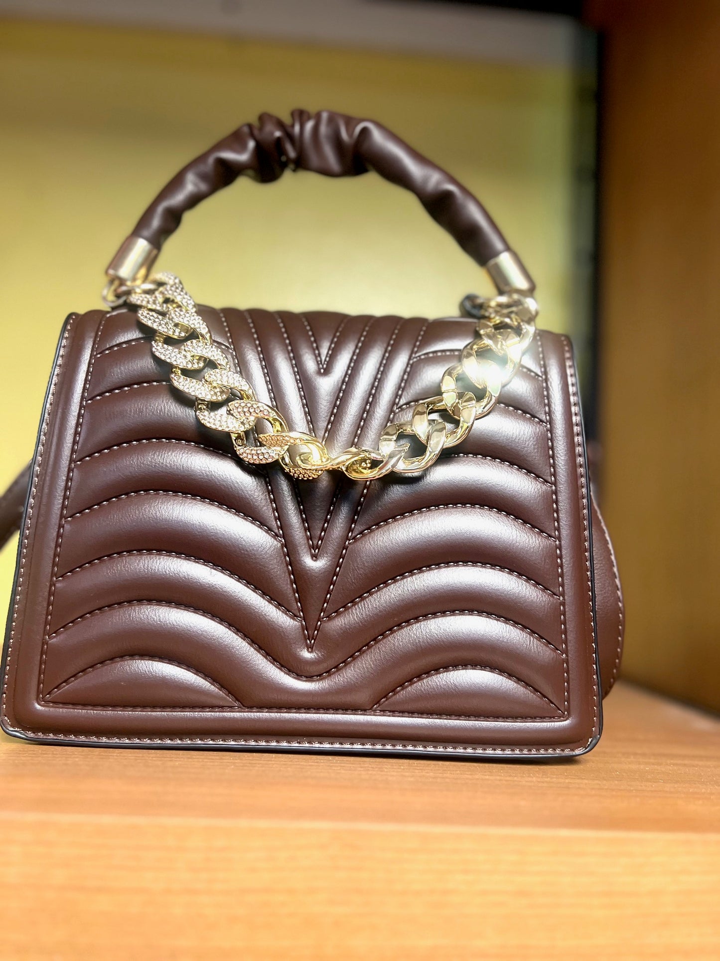 DARK BROWN CHAIN PURSE