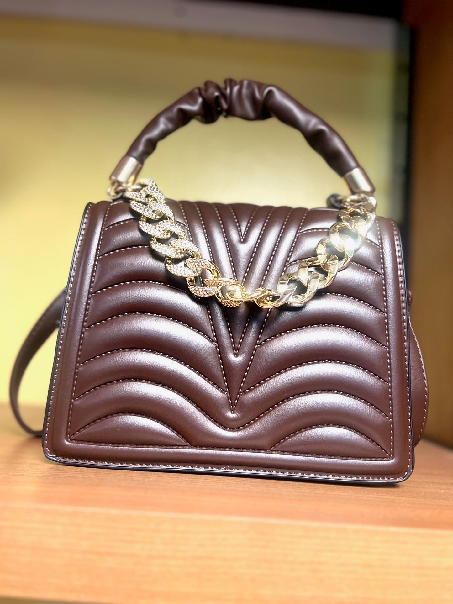 DARK BROWN CHAIN PURSE