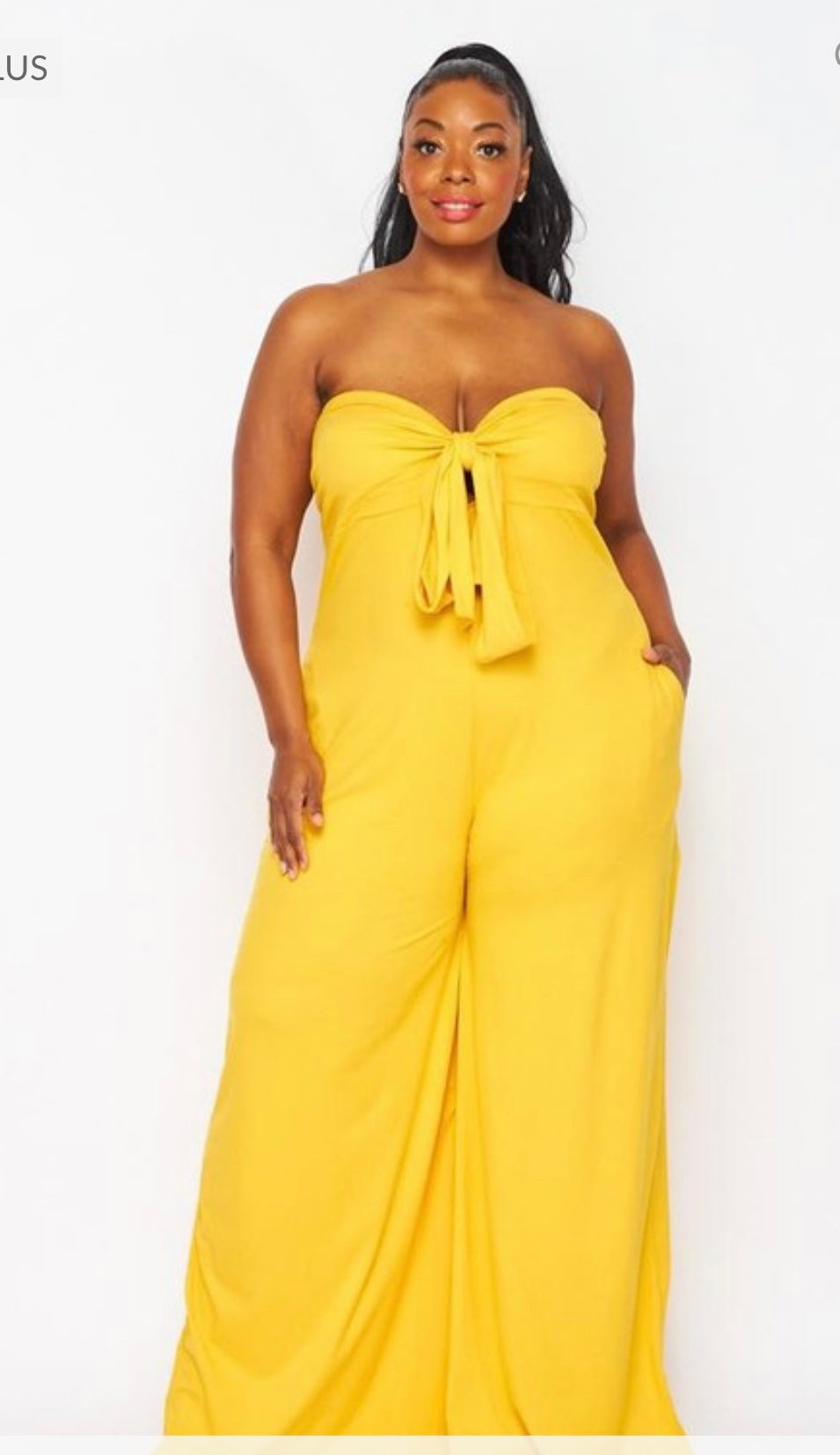 Mustard Plus Size Wide Leg off the Shoulder Two way Jumpsuit