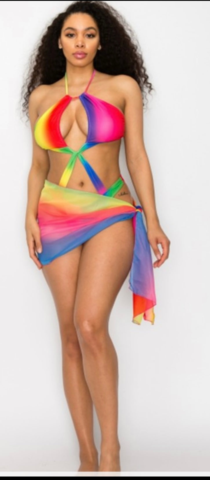 Rainbow Bikini with wrap and tote bag