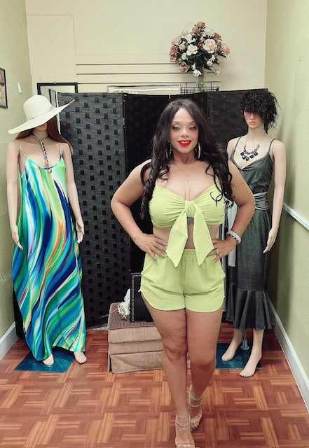 LIME GREEN SHORT SET
