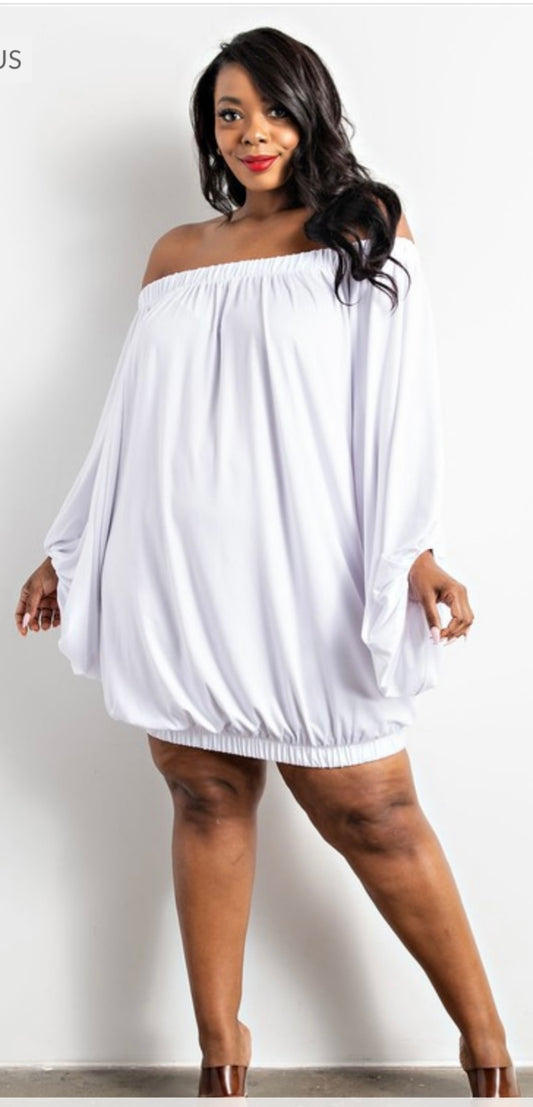 Plus off Shoulder Balloon Dress