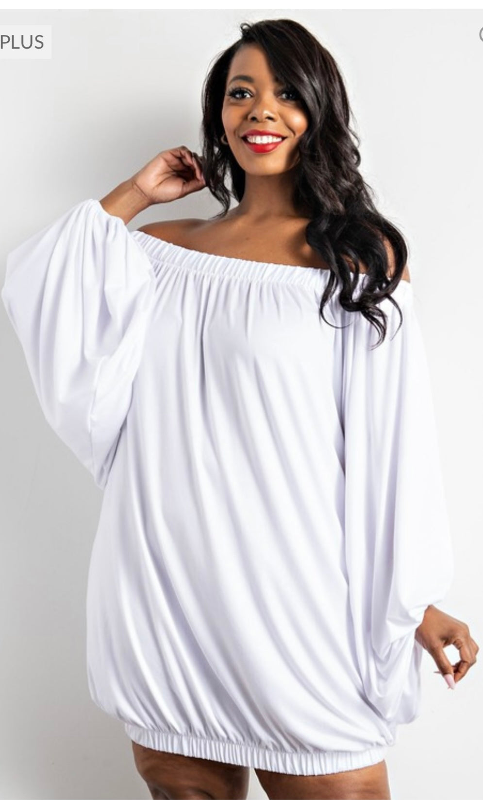 Plus off Shoulder Balloon Dress